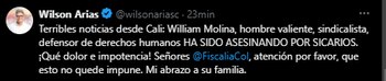 Wilson Arias lamentó la muerte