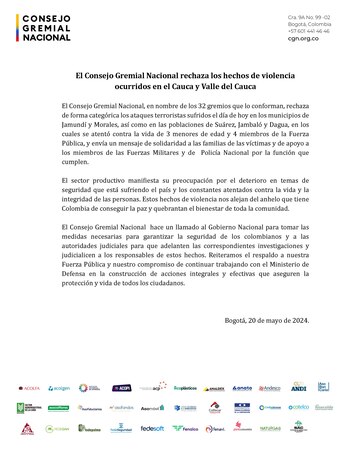El Consejo Gremial Nacional manifestó