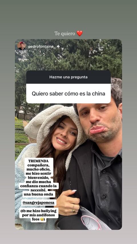 La respuesta de Pedro Fontaine y la reacción de La China Suárez (Instagram)