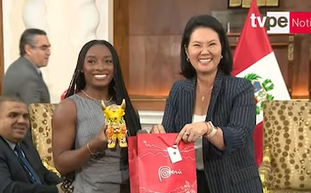 Keiko Fujimori recibió a Simone Biles en Palacio de Gobierno
