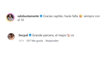 Lincoln Palomeque y Salomón Bustamante se sumaron a los mensajes de despedida para el capitán - crédito @lincpal @salobustamante / Instagram