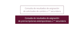 Las dos opciones disponible en el portal son para saber cambio de plantel y asignación de plantel para los alumnos inscritos tardíamente.