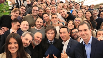 Milei con Galperin y empleados