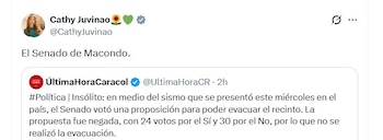 La representante Cathy Juvinao cuestionó la decisión del Senado y resumió su reacción con el fantasioso pueblo de Gabo - crédito @CathyJuvinao/X