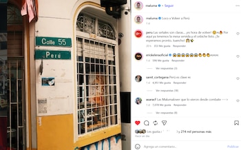 Captura de pantalla de una publicación de Instagram con una fachada, letreros viales de Calle 55 y Perú, y la sección de comentarios