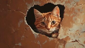 Un gato entrando por un