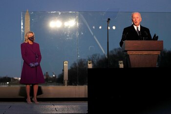 U.S. President-elect Joe Biden delivers