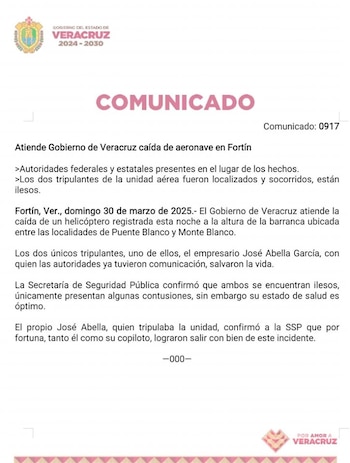 Un comunicado del Gobierno de