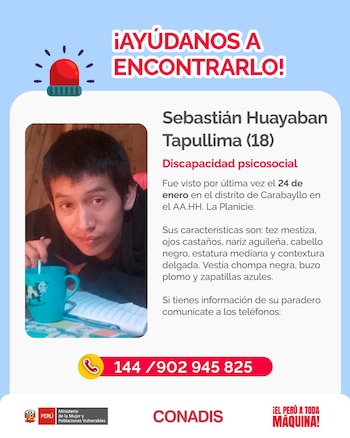 Sebastián Huayaban Tapullima, de 18