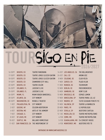 Sigo en Pie Tour será la gira más extensa de Santiago Cruz, con conciertos en Colombia, México, Estados Unidos y varios países europeos - crédito Paola España Comunicaciones