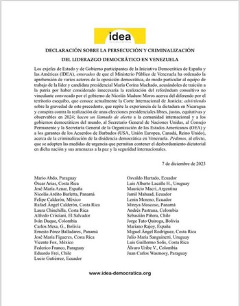 El comunicado de IDEA