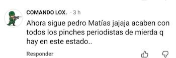 Esta fue la amenaza que recibió el periodista Pedro Matías en redes sociales.
Crédito: X/ @LocutorAlejo