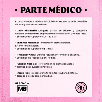 Parte médico de Jhonnier Montaño