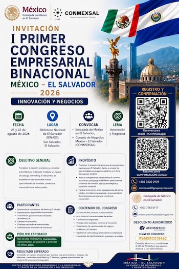 La Embajada de México en El Salvador informó que el encuentro será el 21 y 22 de agosto en la Biblioteca Nacional y convocará a más de 200 asistentes, autoridades y universidades (Foto cortesía Embajada de México en El Salvador)
