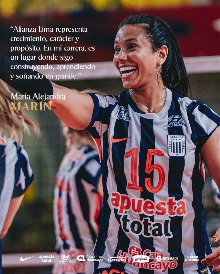 Tras renovar con Alianza Lima, María Alejandra Marín agradeció el respaldo de la hinchada y prometió seguir entregándose al máximo para buscar nuevos títulos en la temporada 2026/27. (Alianza Lima Vóley)