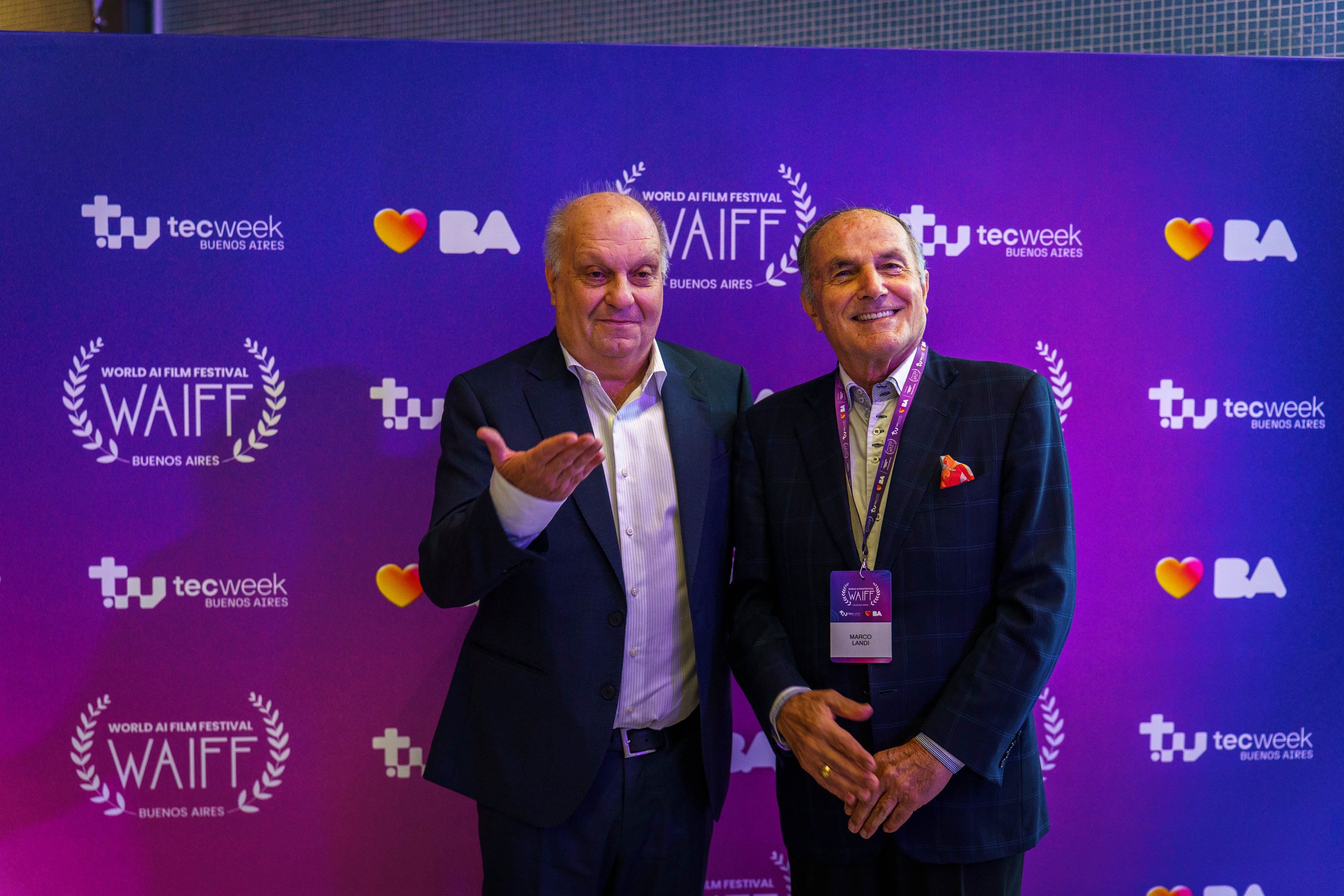 Hernán Lombardi, ministro de Desarrollo Economímico de CABA, y Marco Landi, presidente del World AI Film Festival (WAIFF)