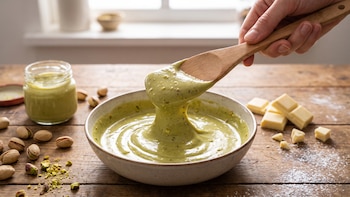 Receta de crema de pistacho y chocolate blanco, rápida y fácil