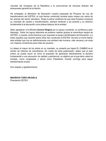 Mauricio Toro le deseó éxitos