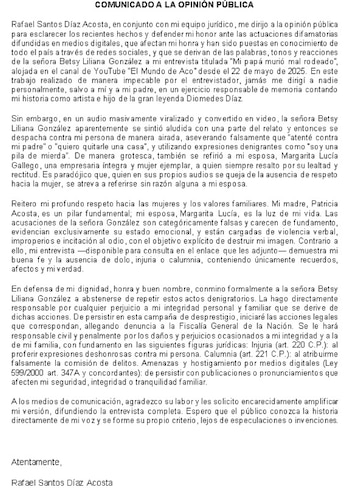 El comunicado oficial de Rafael