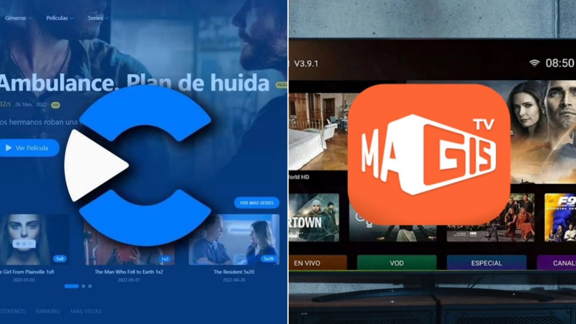 Usar Cuevana y Magis TV para ver películas, series o partidos gratis pone en peligro tus datos y tu dispositivo. (Composición Infobae)