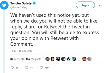 Desde la cuenta Twitter Safety