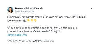 La senadora Valencia invitó a