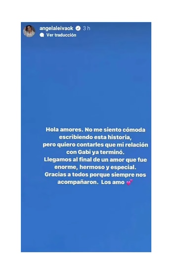 Ángela Leiva confirmó su separación