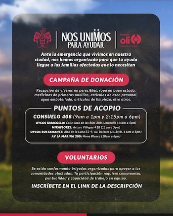 Campaña de donación por desastres