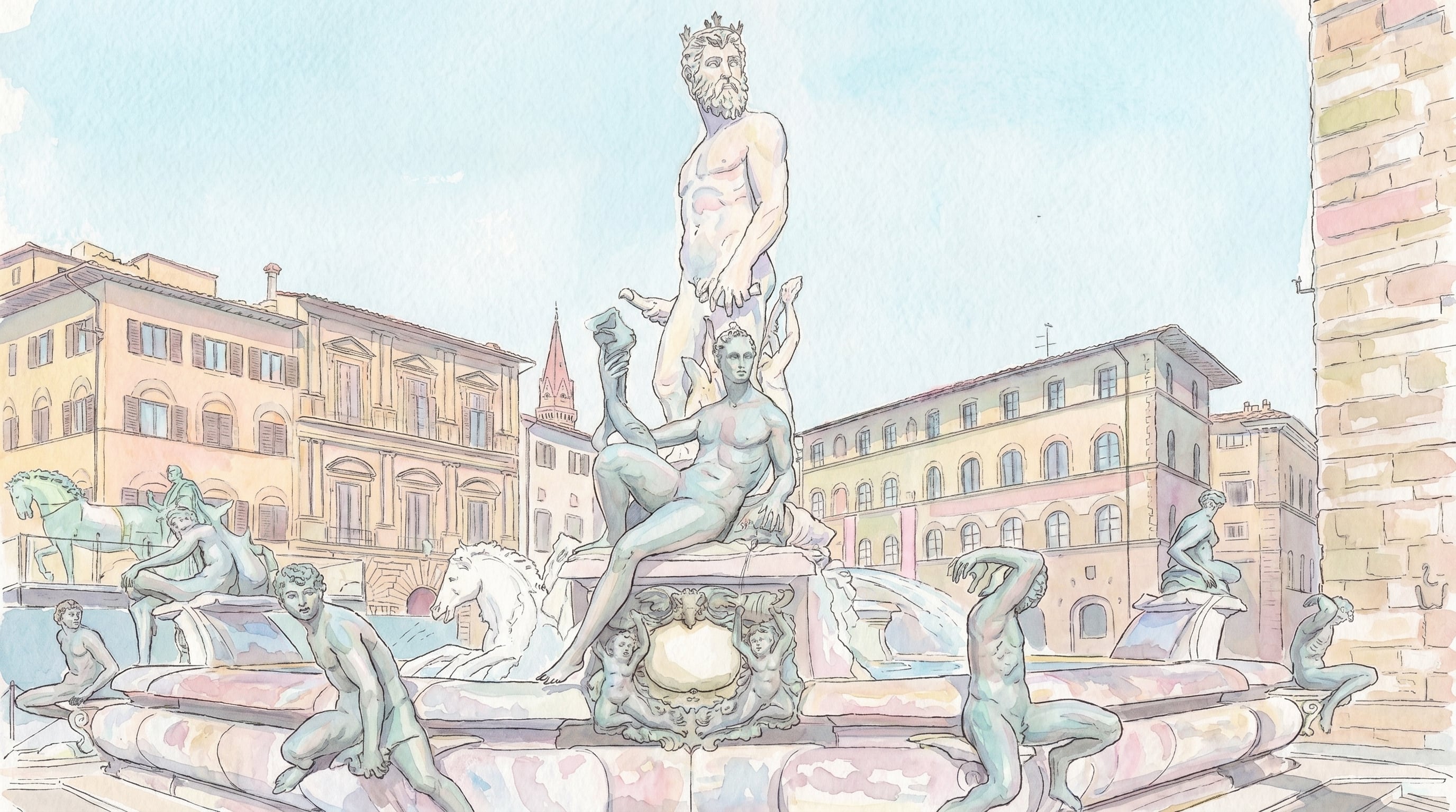 La Fuente de Neptuno es uno de los monumentos más emblemáticos de la Piazza della Signoria en Florencia. (Imagen Ilustrativa Infobae)