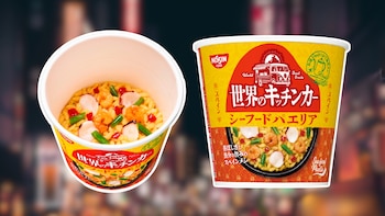 La empresa japonesa que inventó el ramen instantáneo estrena la ‘paella exprés’: “Cocinada con caldo de marisco, gambas, judías verdes y pimiento rojo”