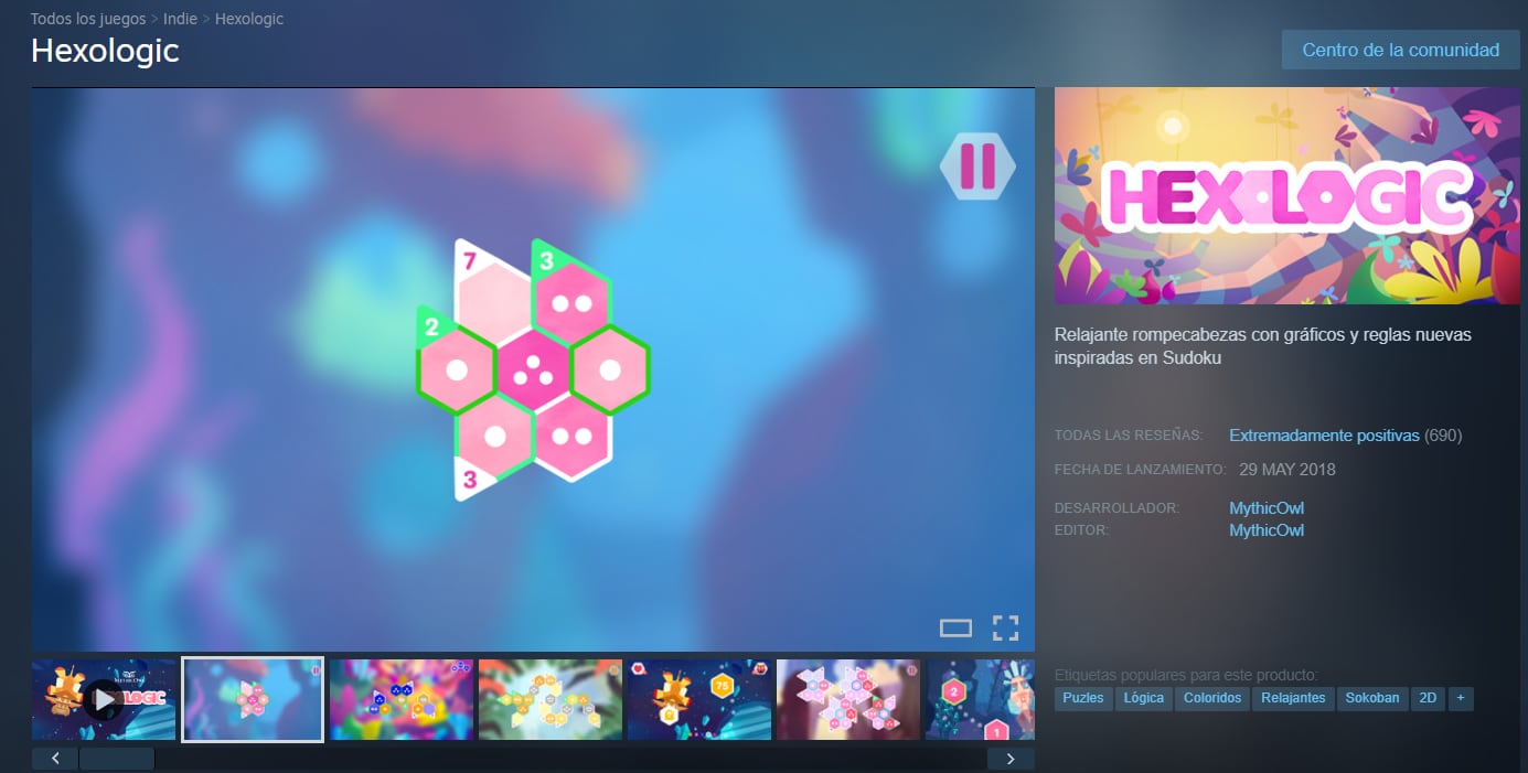 Hexologic propone resolver acertijos numéricos en tableros de forma hexagonal. (Steam)