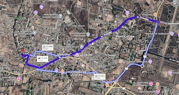 Distancia entre la zona arqueológica y el hotel reservado por el agresor. (Google Maps/Captura de pantalla)