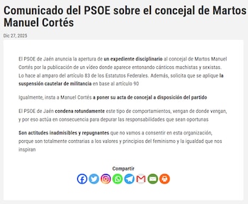 El comunicado del PSOE en