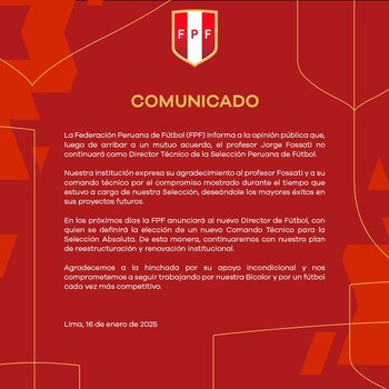 Comunicado de la FPF informando