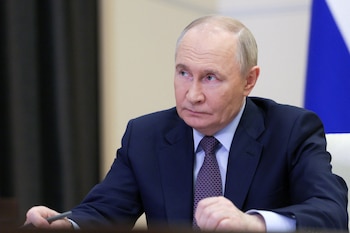 Russian President Vladimir Putin chairs a meeting of the Council on Russia's language policy via video link at the Novo-Ogaryovo state residence outside Moscow, Russia June 5, 2025. Sputnik/Gavriil Grigorov/Pool via REUTERS ATTENTION EDITORS - THIS IMAGE WAS PROVIDED BY A THIRD PARTY.