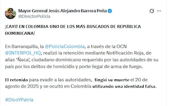La retención de alias Ñaca se realizó mediante el mecanismo internacional de localización y detención provisional de personas requeridas por otros países - crédito @DirectorPolicia/X