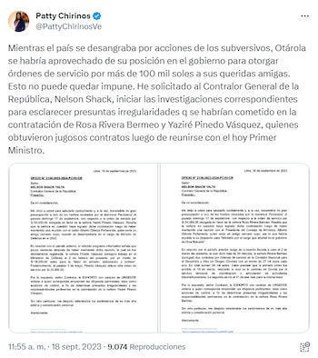 Anuncio de la parlamentaria de