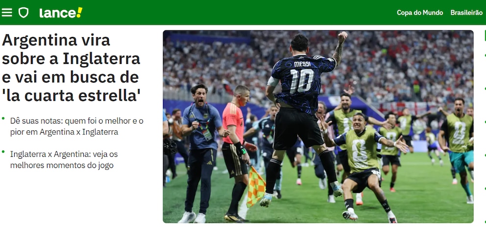 “Argentina nunca muere”, “Remontadísima” y “Otro excelente Messi”: los principales medios del mundo reflejaron la clasificación de la Selección a la final 7 VU6VYXM3RBFKZC2FXETKV6T3AI