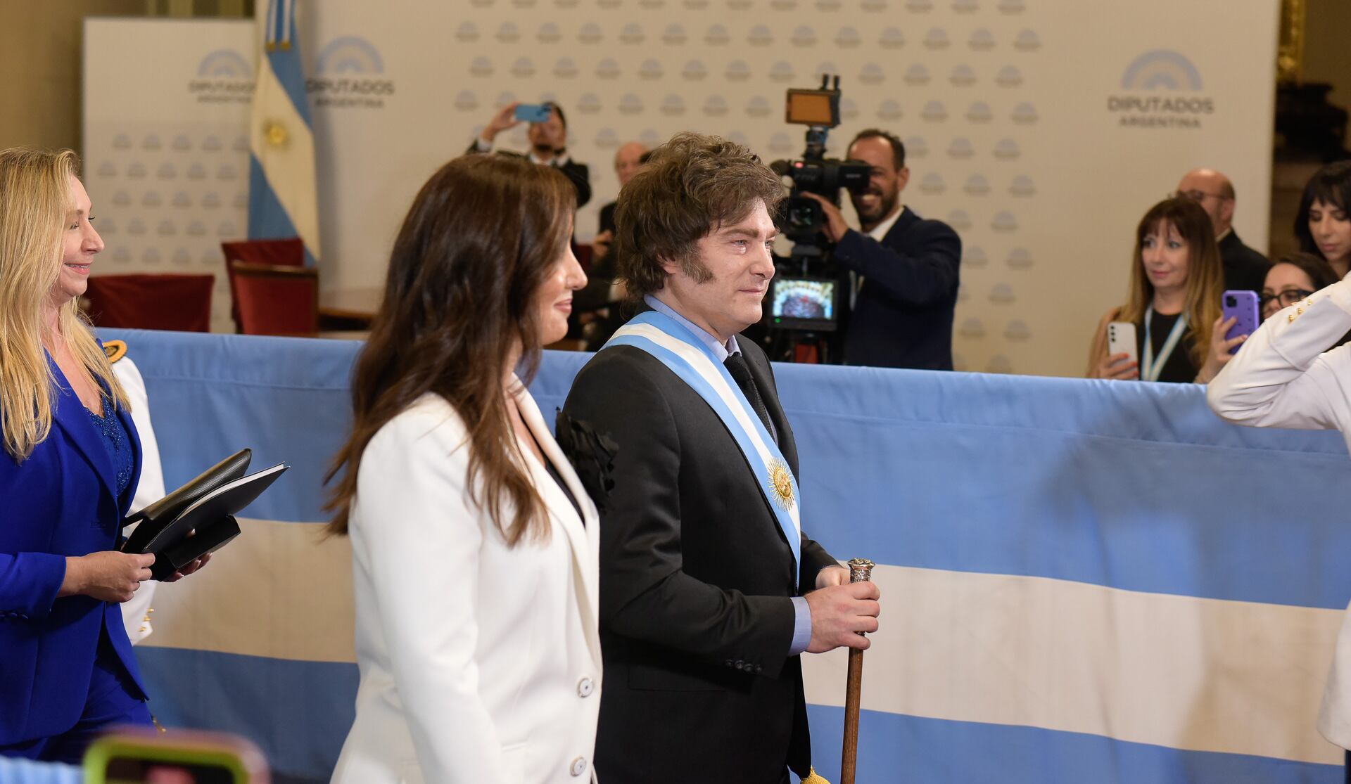 Javier Milei, Victoria Villarruel y Karina Milei en la apertura de sesiones del Congreso