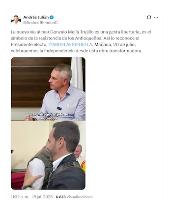 Andrés Julián Rendón destacó respaldo de Abelardo de la Espriella