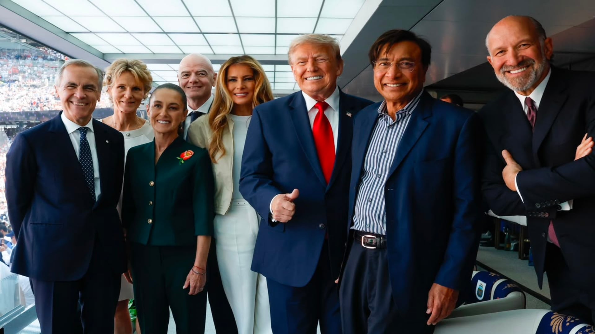 La final del Mundial 2026 reunió a líderes internacionales como Claudia Sheinbaum, Donald Trump, Mark Carney y Gianni Infantino en el estadio Nueva York/Nueva Jersey.