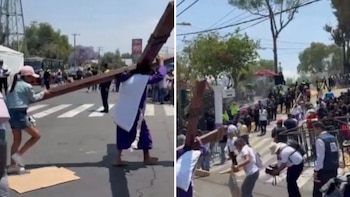 La escena captada durante el viacrucis provocó miles de reacciones.