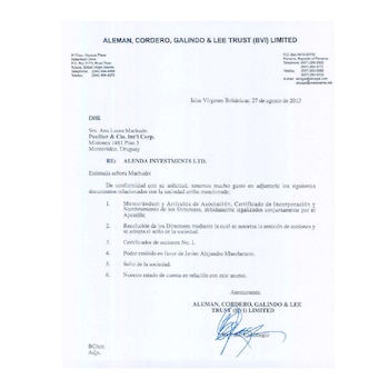 Correspondencia interna entre Alcogal y