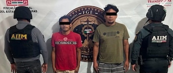 Los dos detenidos llevan los mismos nombres, Julio César. Crédito: Fiscalía de Chiapas