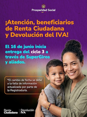 La entrega de pagos de Renta Ciudadana depende de la información de supervivencia de beneficiarios, validada por la Registraduría Nacional - crédito Prosperidad Social