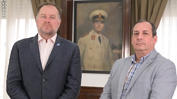 Pablo Glöggler y Diego Martínez son el presidente y el vicepresidente respectivamente de Fabricaciones Militares (Fotos: Fernando Calzada)