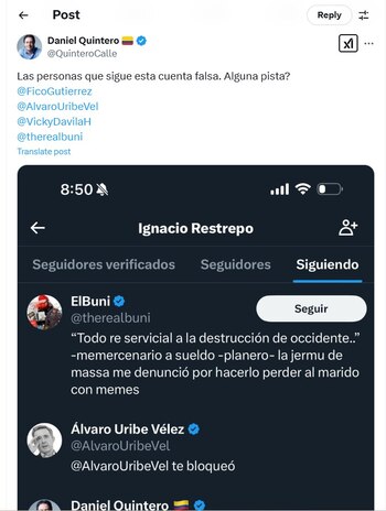 Daniel Quintero comentó que cuentas