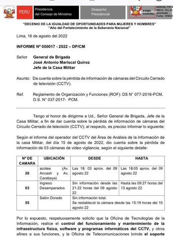 Reporte de la pérdida