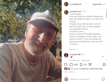 Irene, hija del actor José Luis Gil, ha compartido una actualización sobre su estado en las redes sociales. (Instagram @irenegilmont)