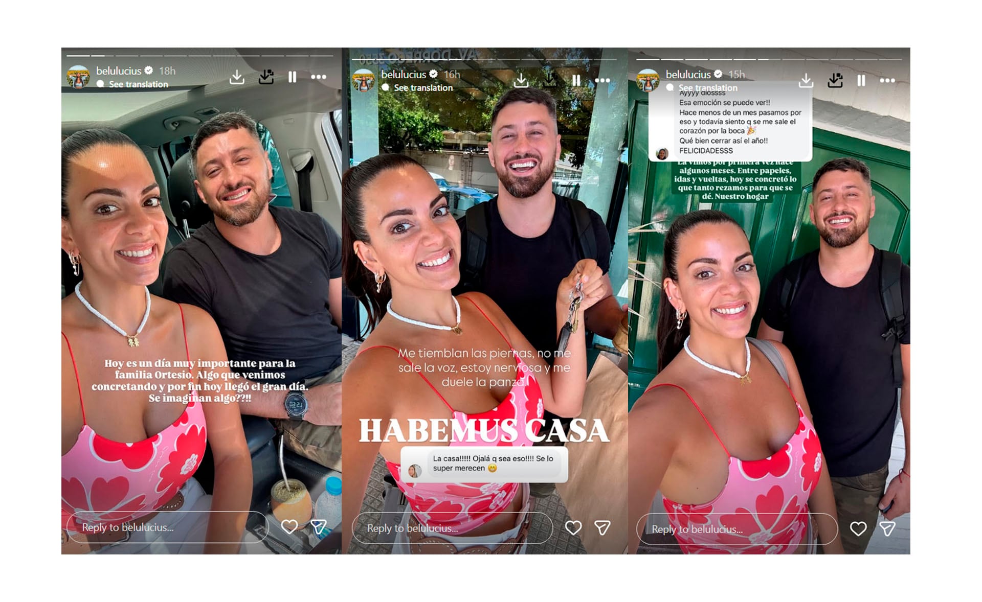 La felicidad de Belu Lucius y Javier Ortega Desio por su nueva casa (Instagram)